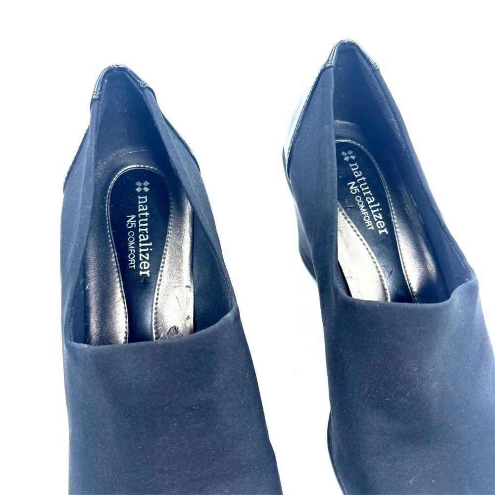 Naturalizer Wedge Shoes Womens 10W Black Square Toe Comfort‎ Office Classic